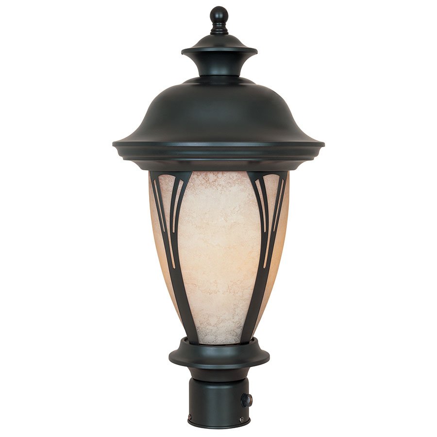 11" Post Lantern in Bronze with Amber
