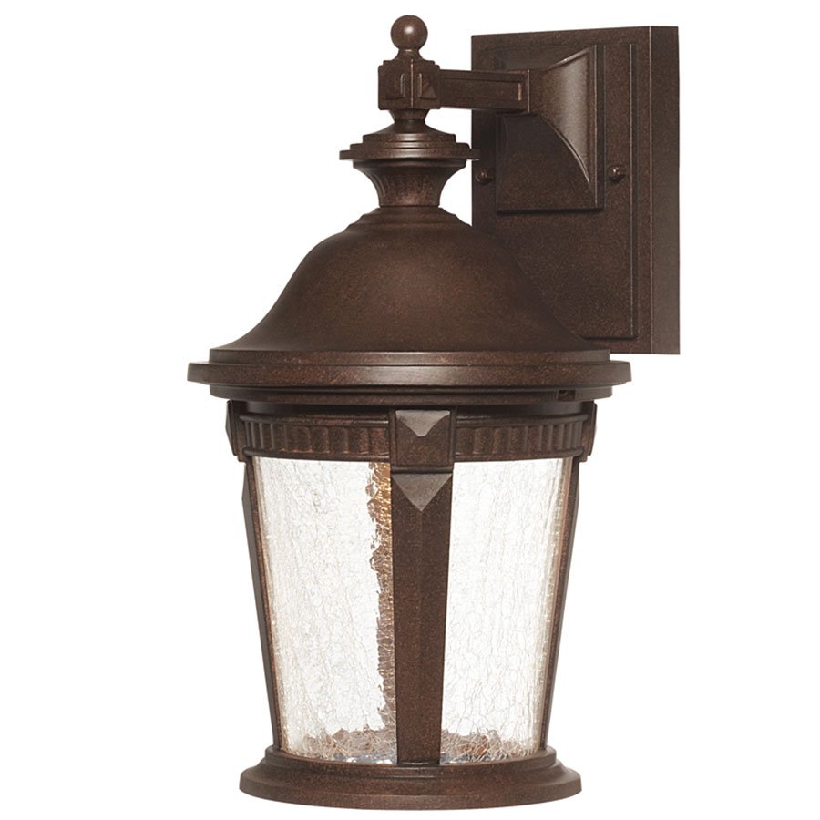 9" LED Wall Lantern in Mystic Bronze with Clear Crackle