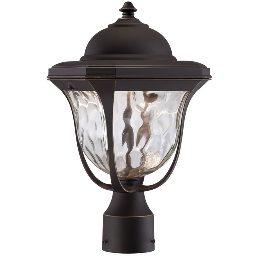 8" LED Wall Lantern in Aged Bronze Patina with Clear Hammered