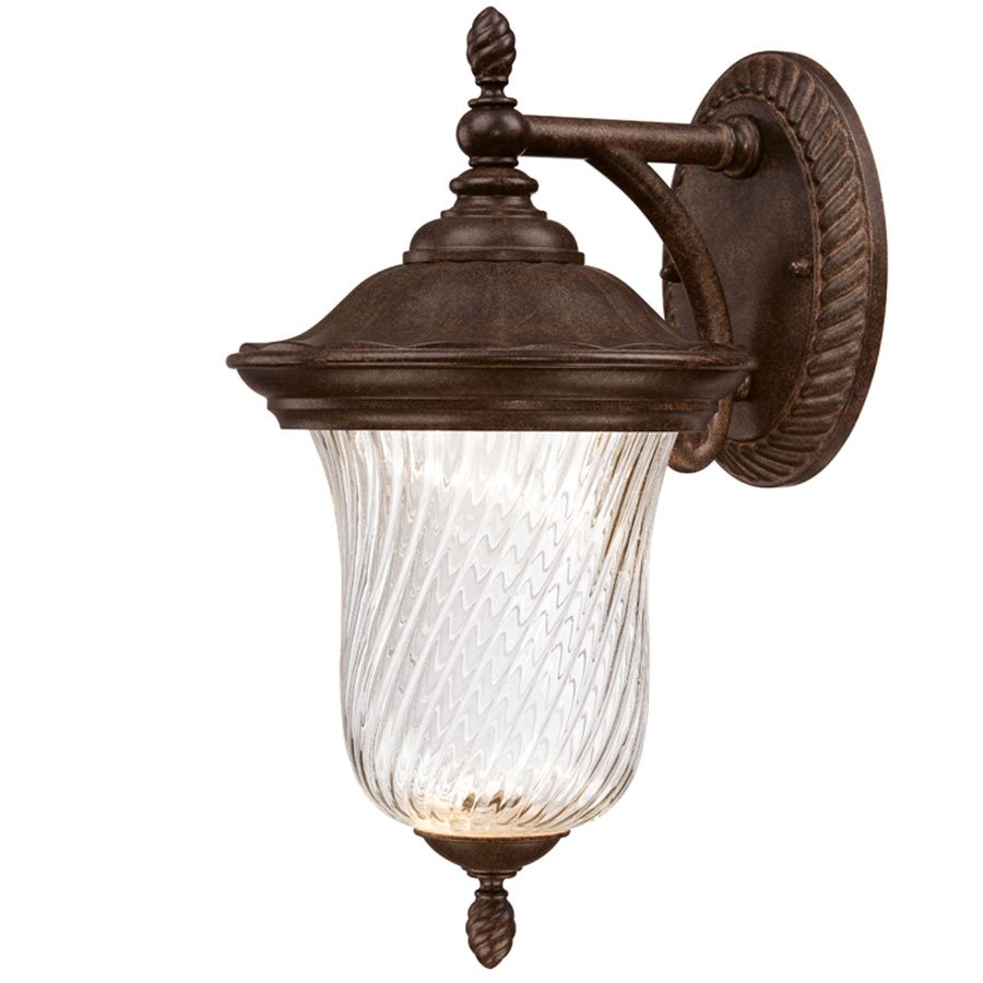 7" LED Wall Lantern in Mystic Bronze with Clear Swirl