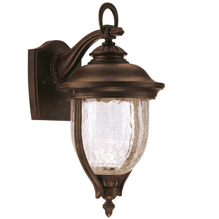 7" LED Wall Lantern in Mystic Bronze with Clear Crackle