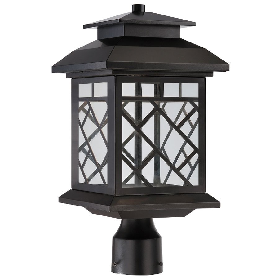 8" LED Post Lantern in Oil Rubbed Bronze with Clear