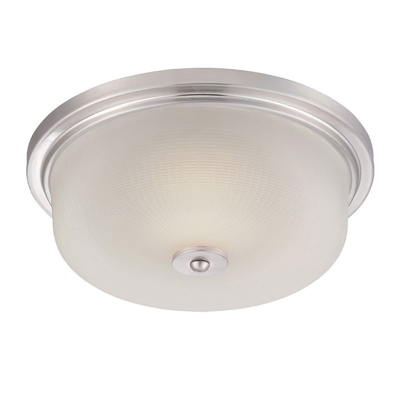 15" LED Flushmount in Satin Platinum with Prism Frosted