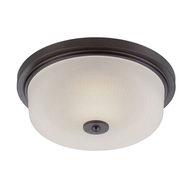 13" LED Flushmount in Oil Rubbed Bronze with Prism Frosted