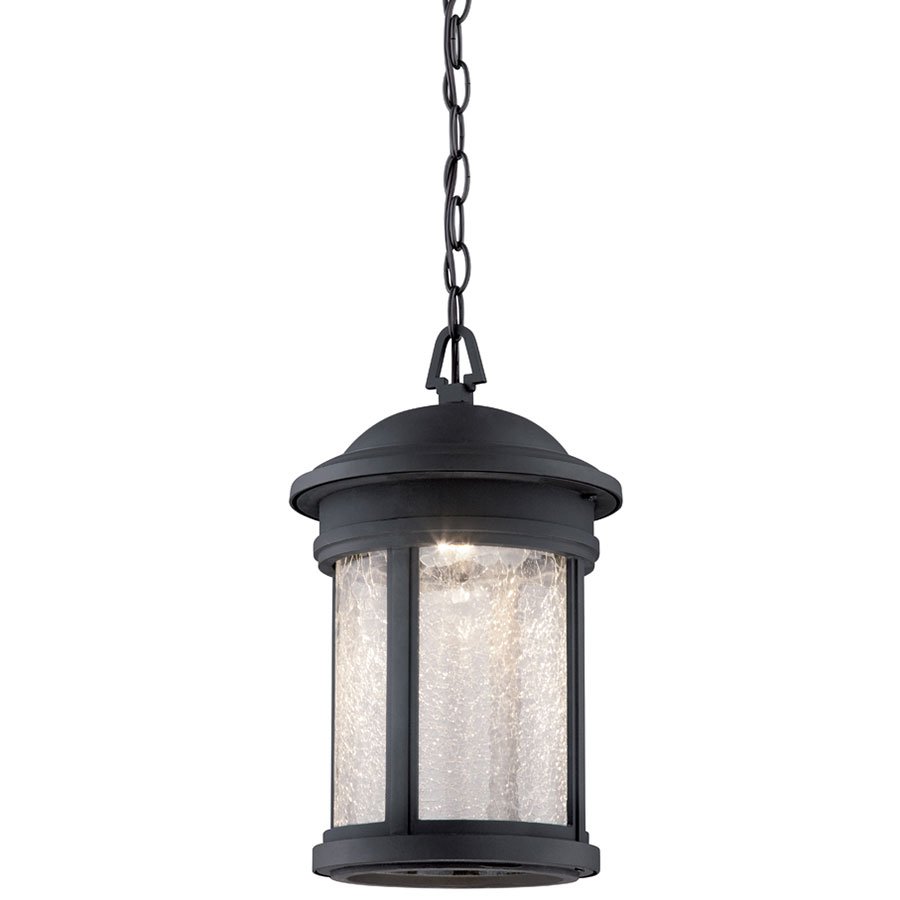 9" LED Hanging Lantern in Oil Rubbed Bronze with Clear Crackle