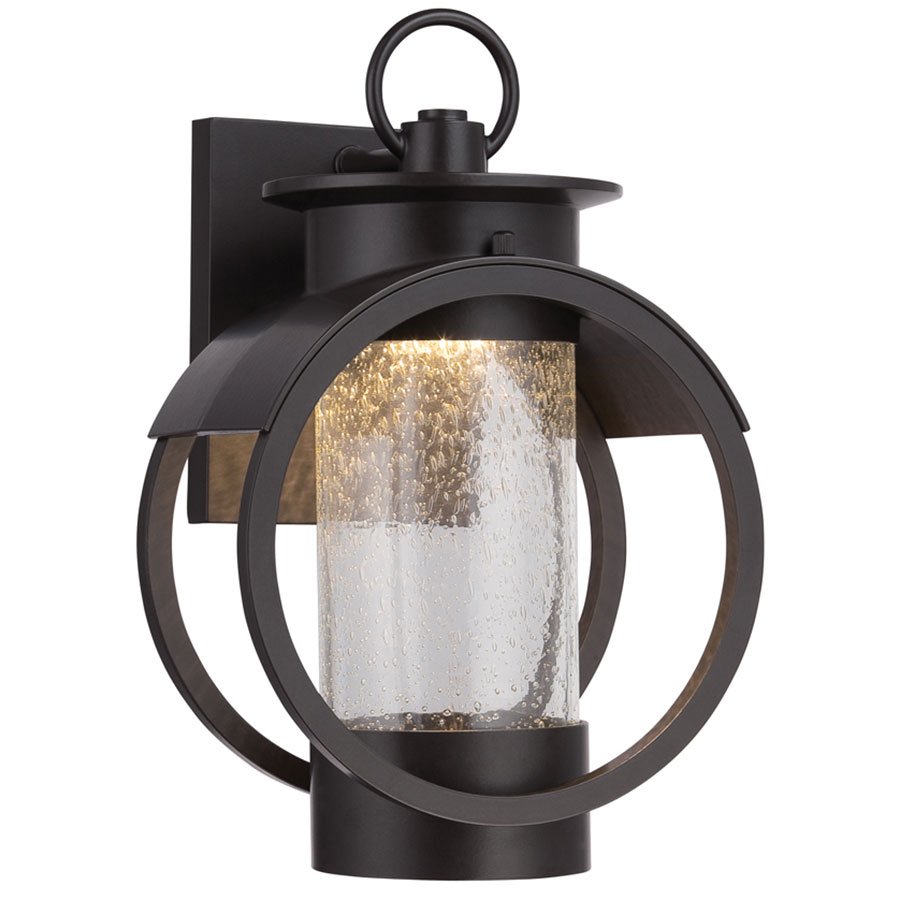 9" LED Wall Lantern in Burnished Bronze with Clear Seedy