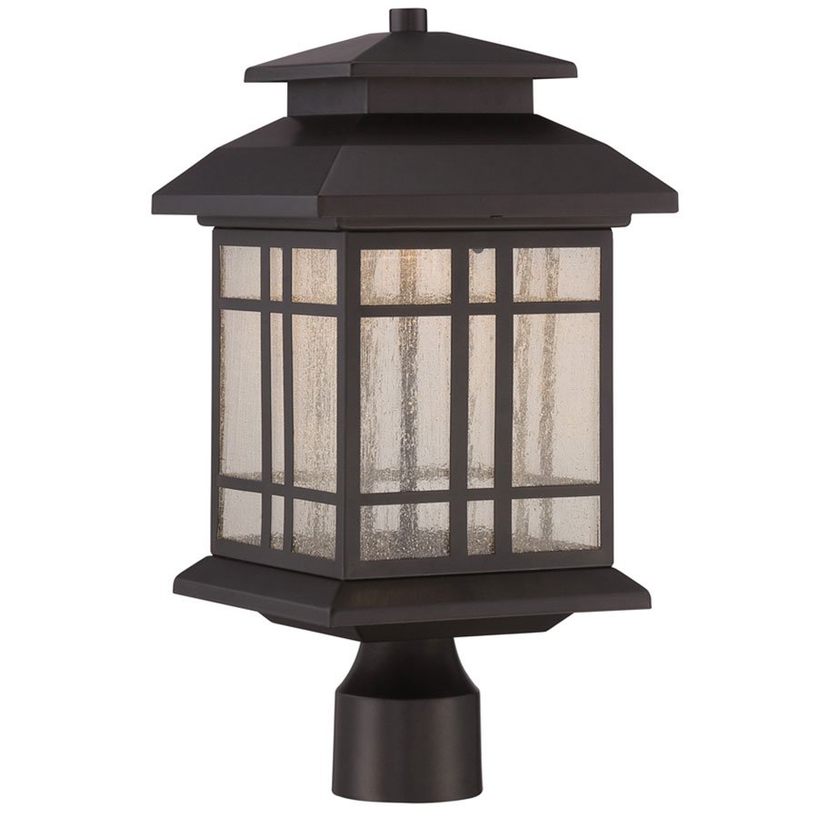 8" LED Post Lantern in Oil Rubbed Bronze with Clear Seedy