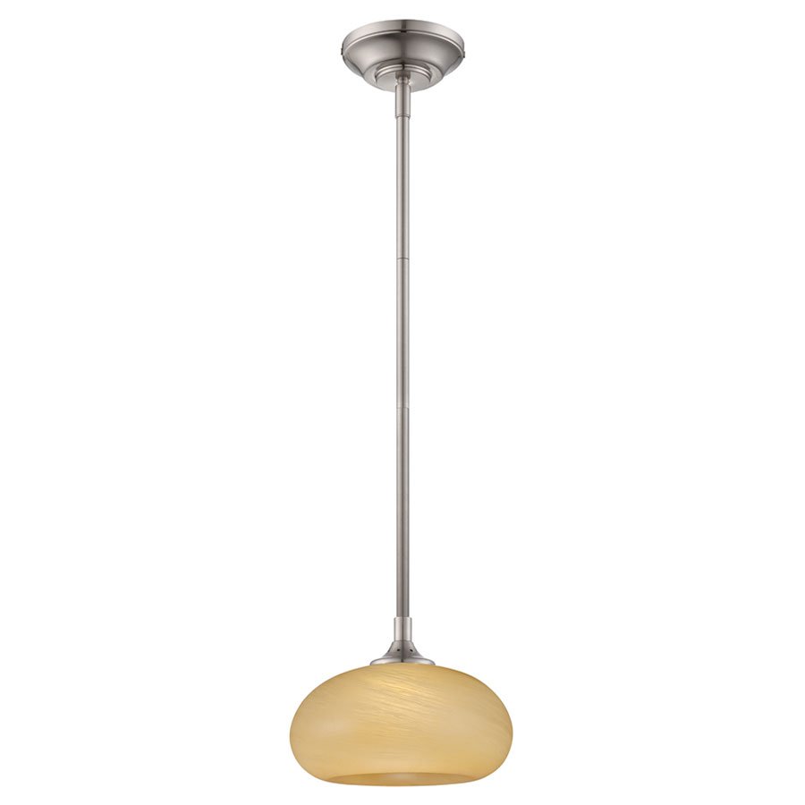 LED Mini Pendant in Satin Platinum with Tea Stained French Swirl