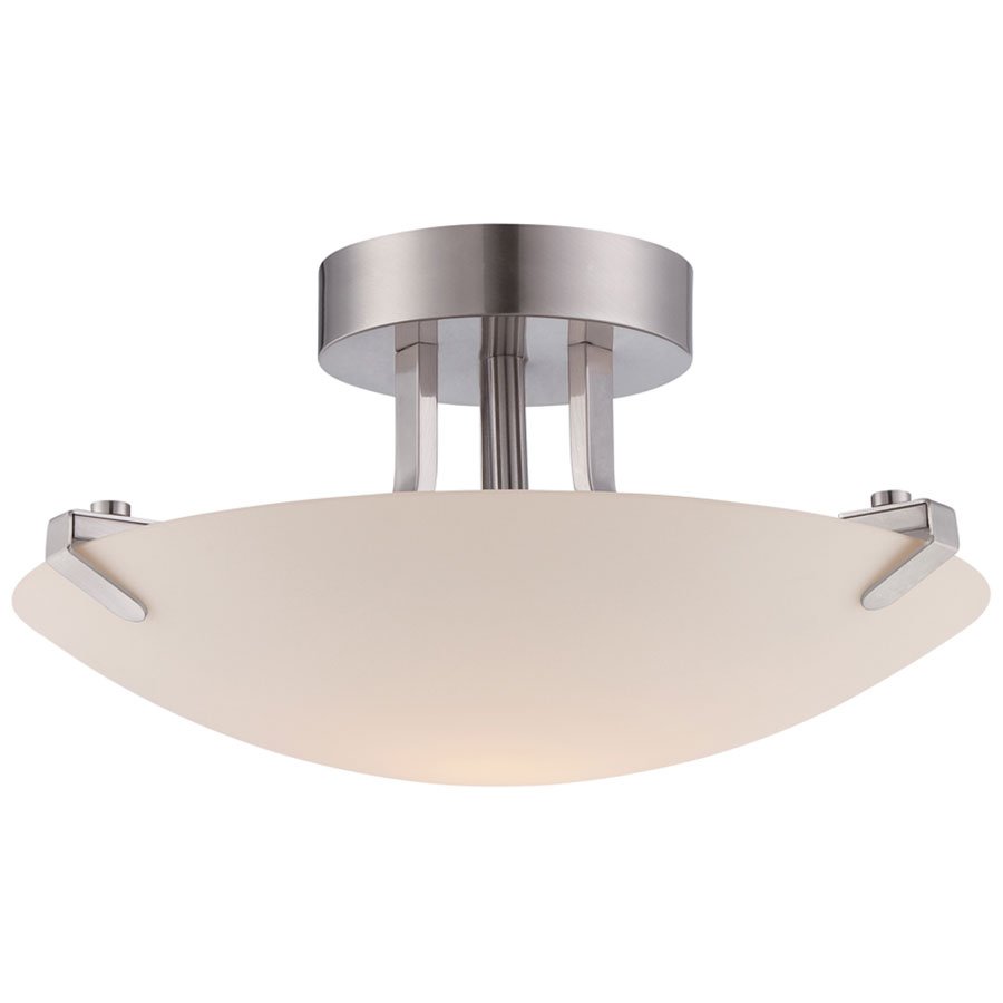 LED Semi-Flush in Satin Platinum with Satin White