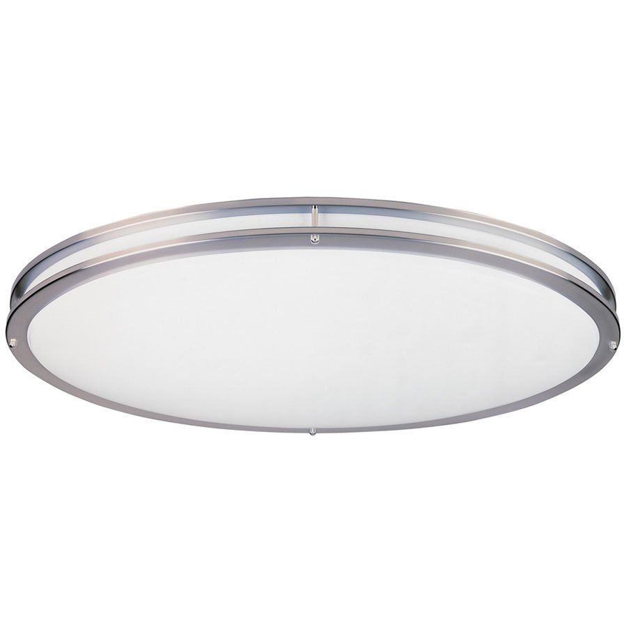 18" Oval Fluorescent Flushmount in Satin Nickel with Acrylic Lens