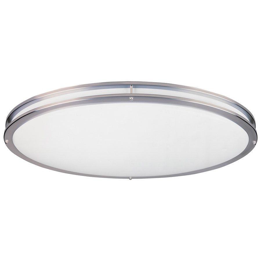 14" Oval Fluorescent Flushmount in Satin Nickel with Acrylic Lens