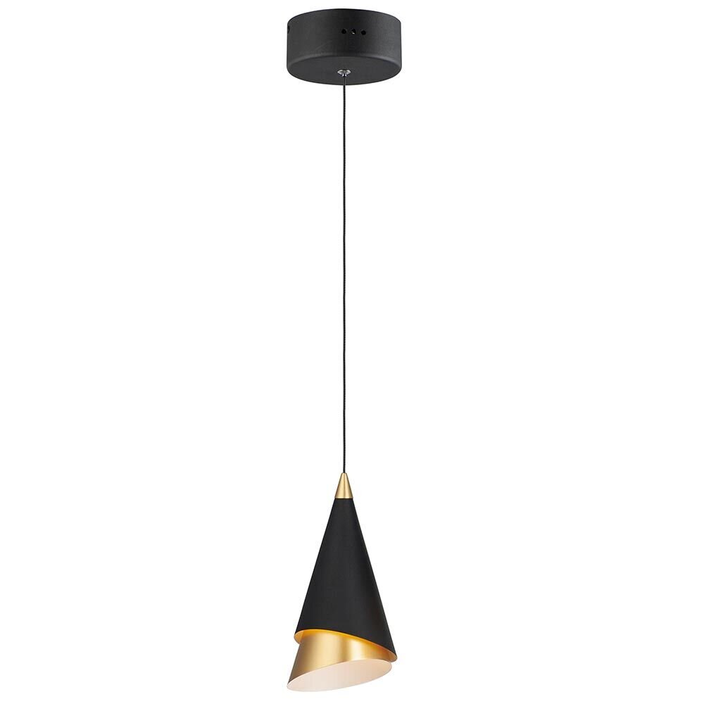 1-Light LED Pendant in Black / Metallic Gold