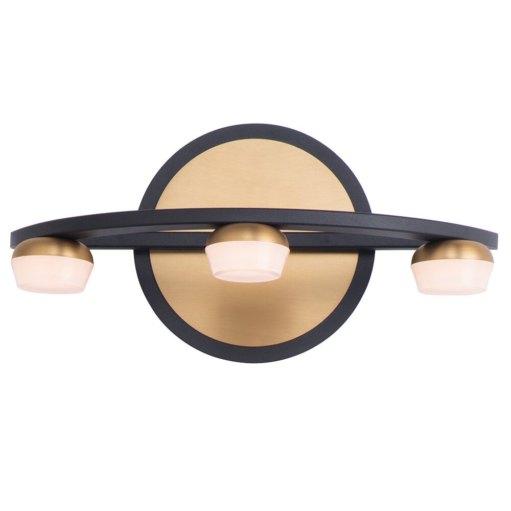 3-Light LED Wall Sconce in Black / Gold