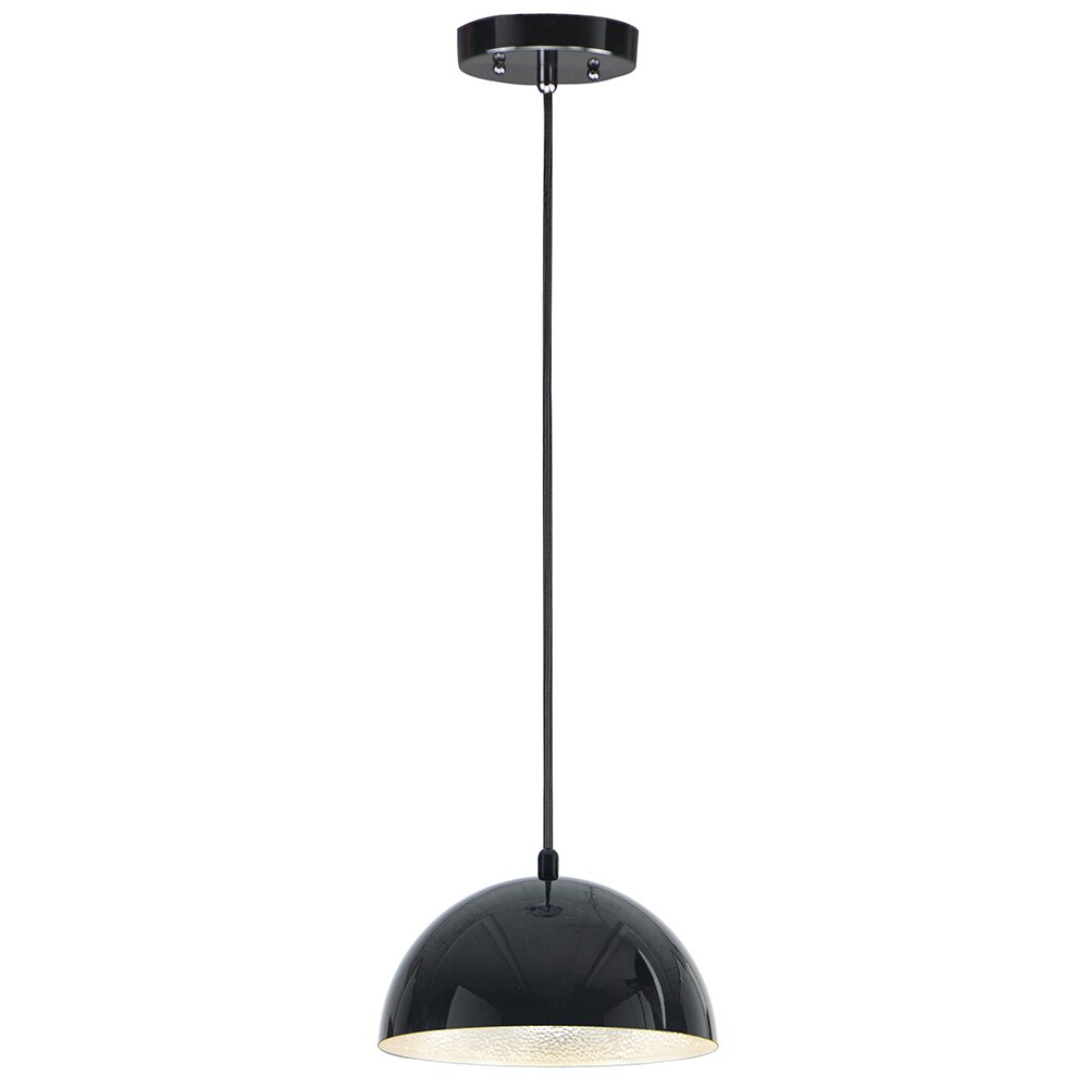 1-Light 9" LED Pendant in Gloss Black / Aluminum