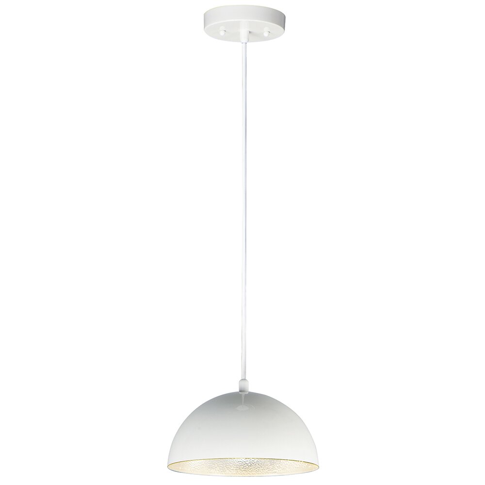 1-Light 9" LED Pendant in Gloss White / Aluminum