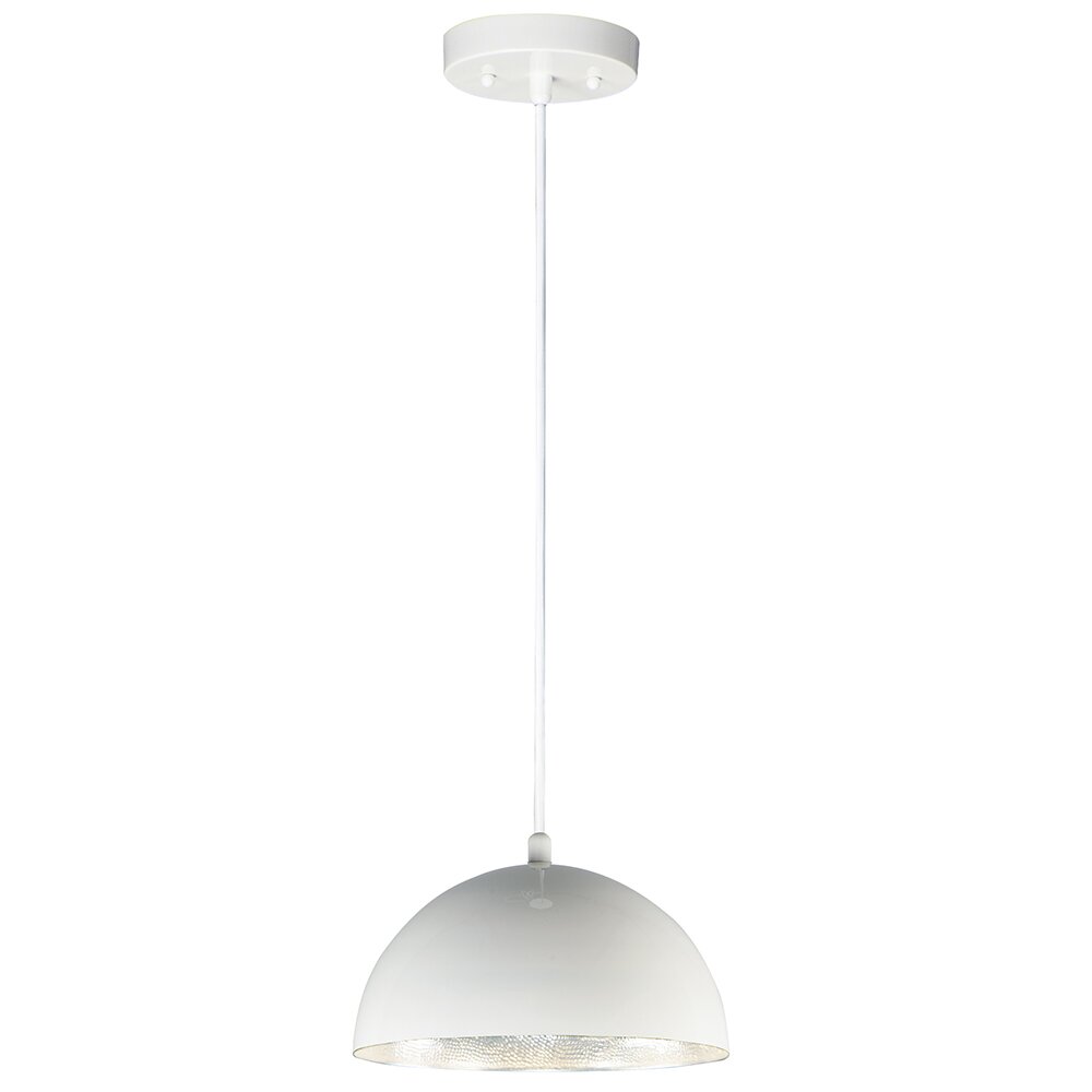 1-Light 14" LED Pendant in Gloss White / Aluminum