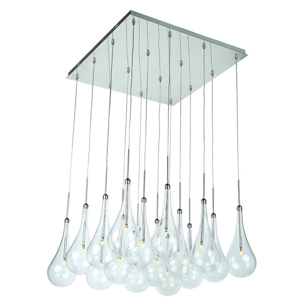 16 Light LED Multi Light Pendant in Polished Chrome with Clear Glass