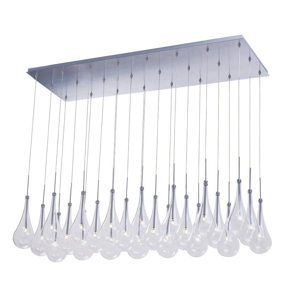 24 Light LED Linear Pendant in Polished Chrome with Clear Glass
