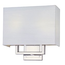 Double Wall Mount in Satin Nickel with White Linen Shade