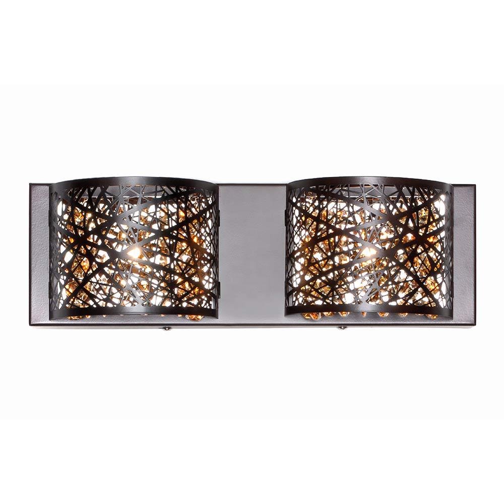 Double Wall Mount in Bronze with Cognac Glass