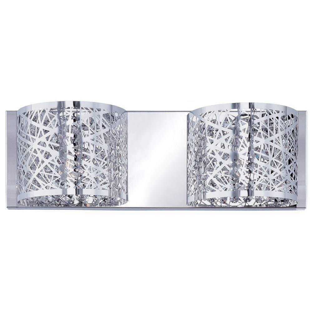 Double Wall Mount in Polished Chrome with Clear/White Glass