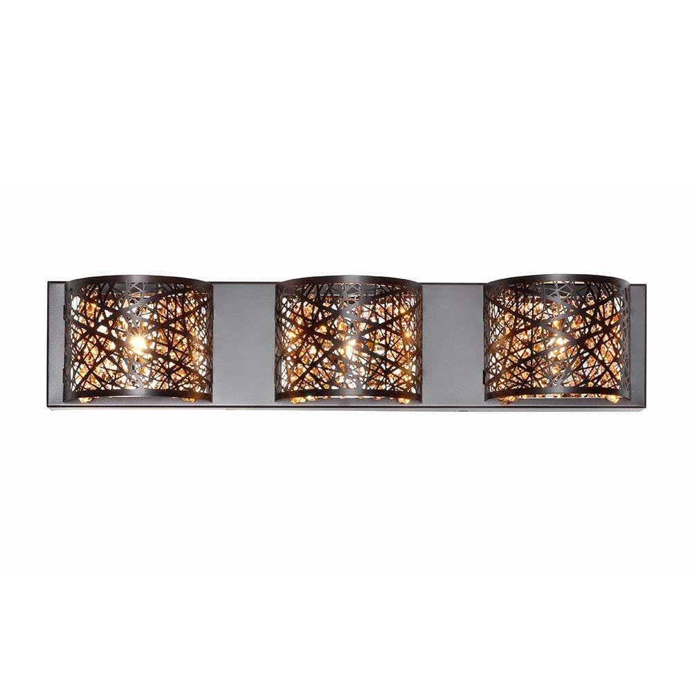 Triple Wall Mount in Bronze with Cognac Glass