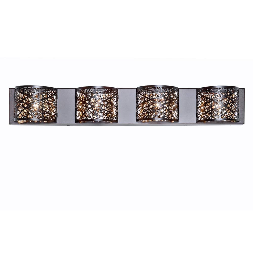 4 Light Wall Mount in Bronze with Cognac Glass