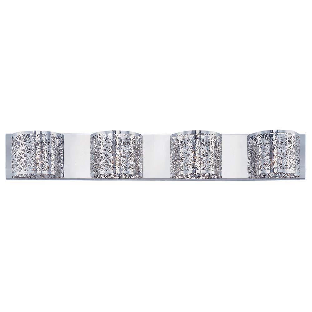 4 Light Wall Mount in Polished Chrome with Clear/White Glass