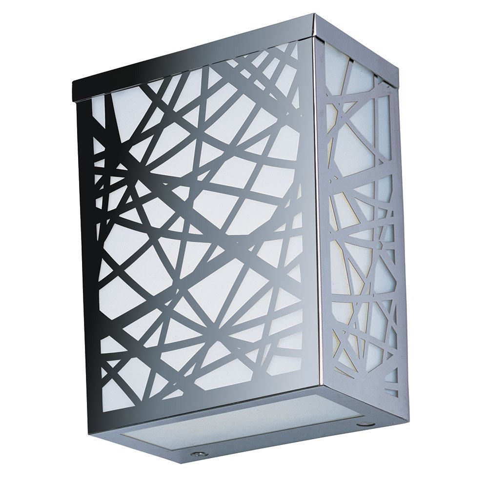 LED Small Outdoor Wall Sconce in Polished Chrome with White Glass