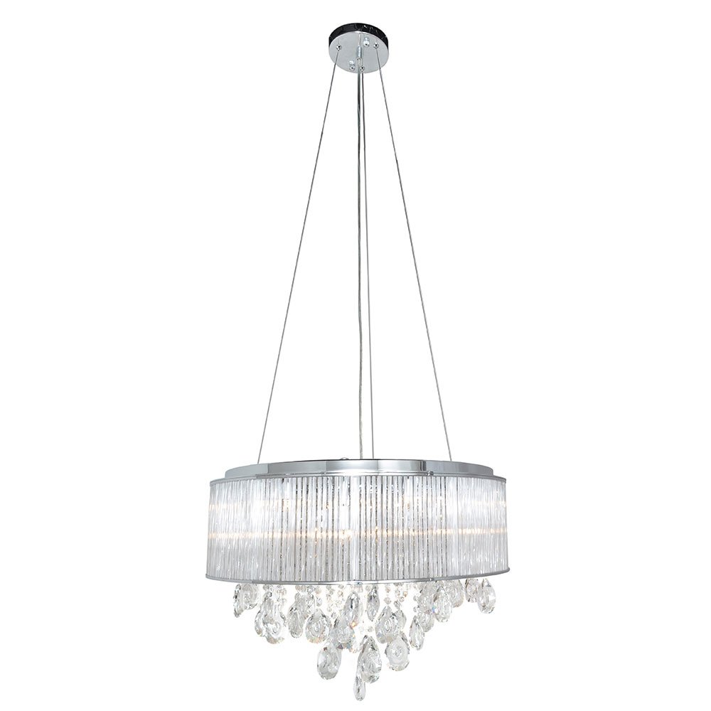 10 Light Pendant in Polished Chrome with Clear Glass