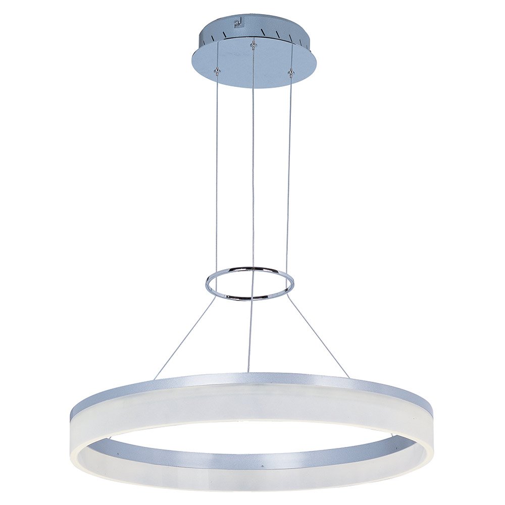 LED Pendant in Metallic Silver with Matte White Glass