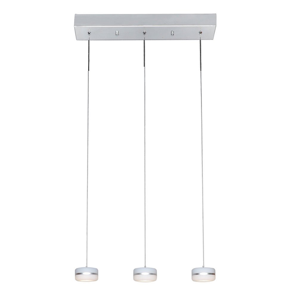 3 Light LED Linear Pendant in Polished Chrome with Matte White Glass
