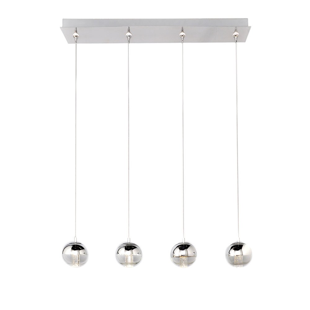 4 Light RapidJack Linear Pendant in Polished Chrome with Mirror Chrome Glass
