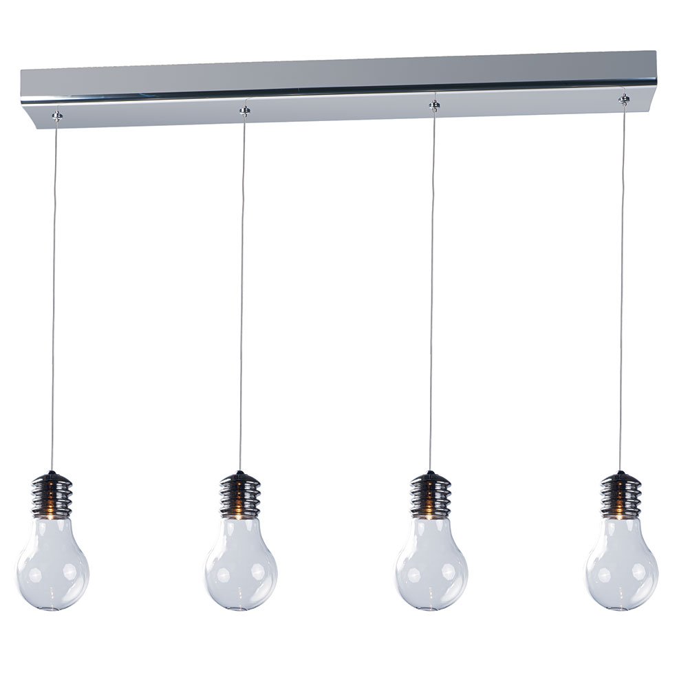 4 Light Linear Pendant in Polished Chrome with Clear Glass