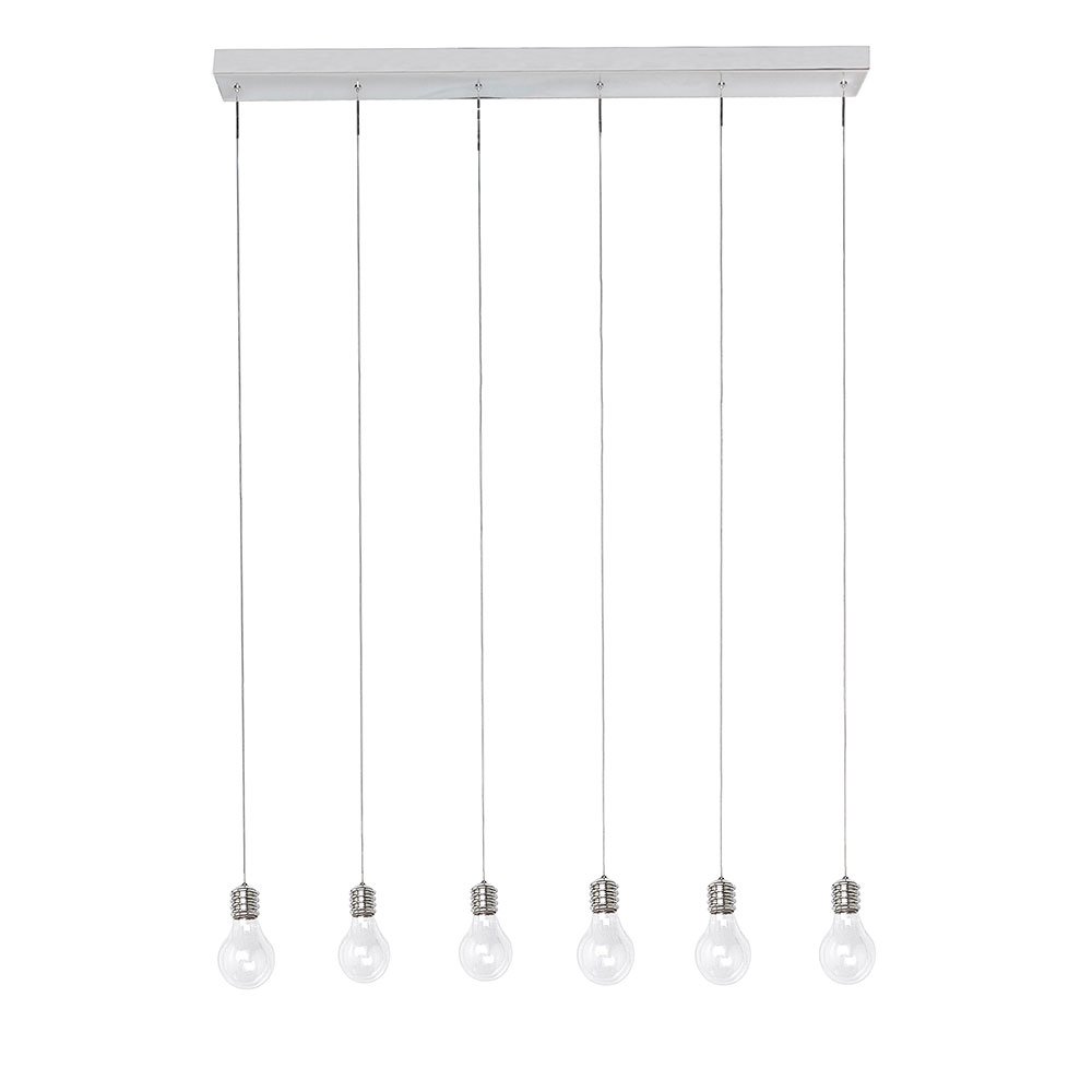 6 Light Linear Pendant in Polished Chrome with Clear Glass