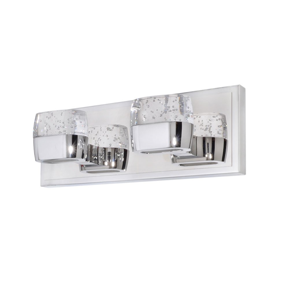 Double LED Vanity in Polished Chrome with Etched/Bubble Glass