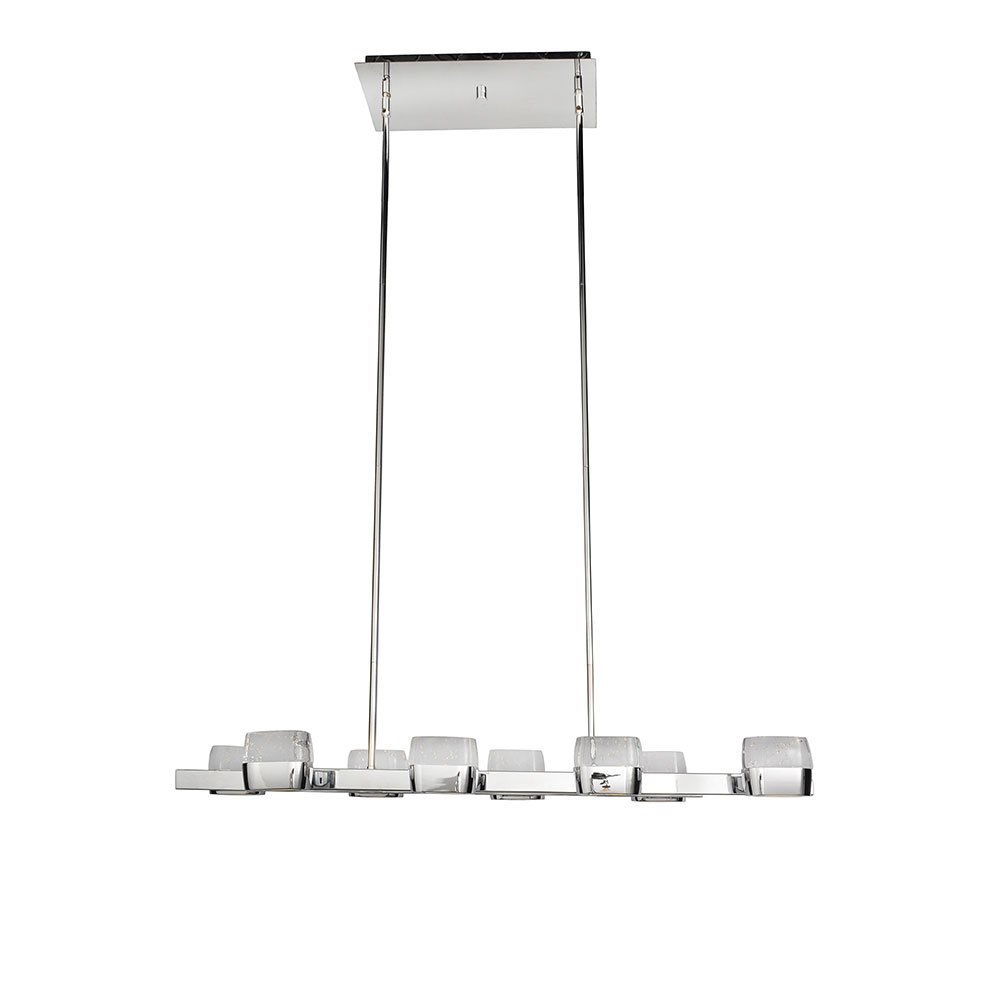 16 Light LED Multi Light Pendant in Polished Chrome with Etched/Bubble Glass