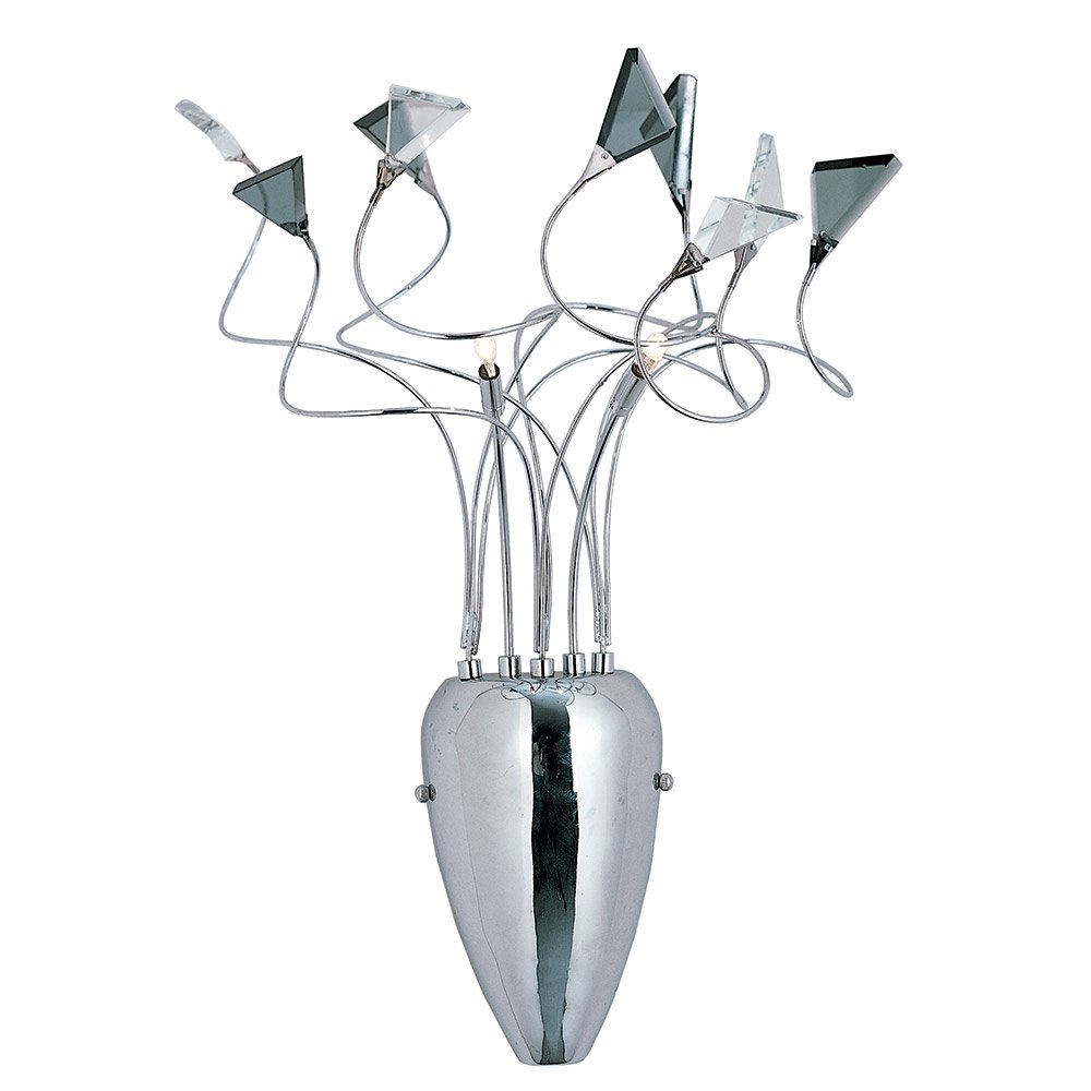 Double Wall Sconce in Polished Chrome with Smoke Glass