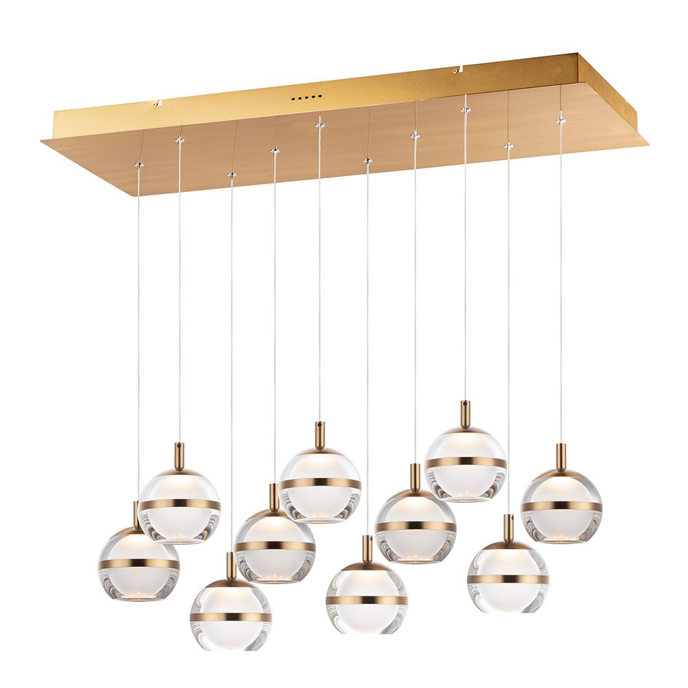 LED 10-Light Linear Pendant in Natural Aged Brass