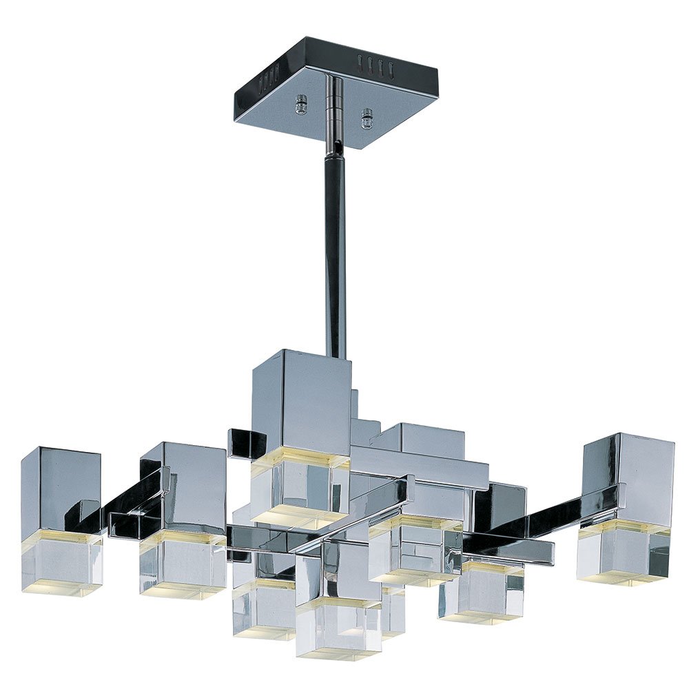 9 Light Pendant in Polished Chrome with Clear Acrylic Glass