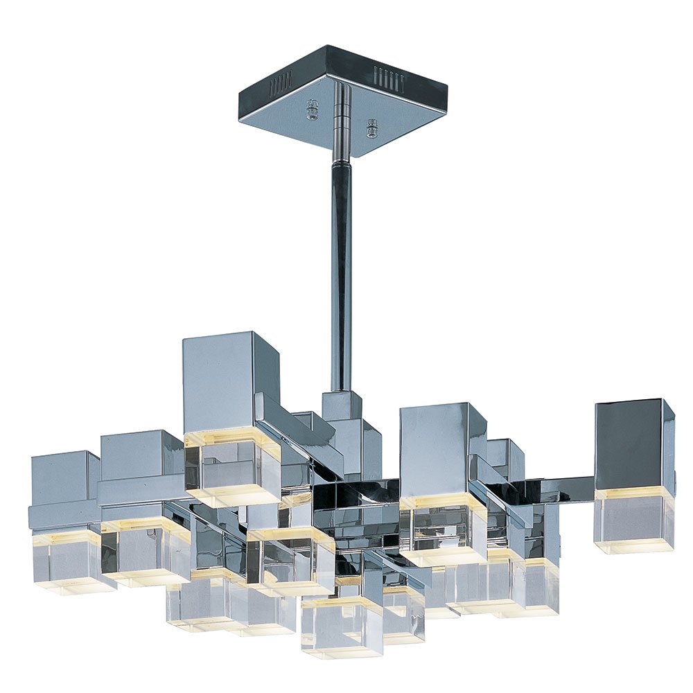 13 Light Pendant in Polished Chrome with Clear Acrylic Glass