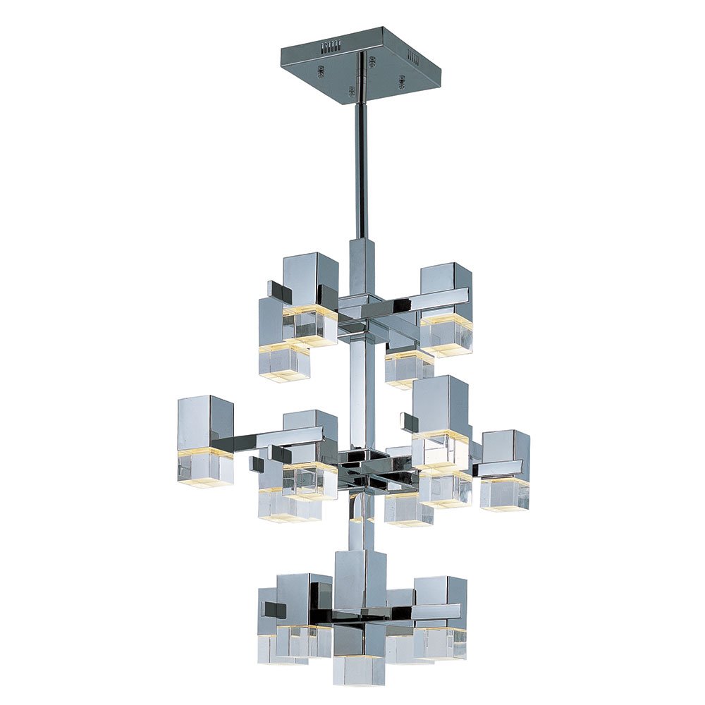 17 Light Pendant in Polished Chrome with Clear Acrylic Glass