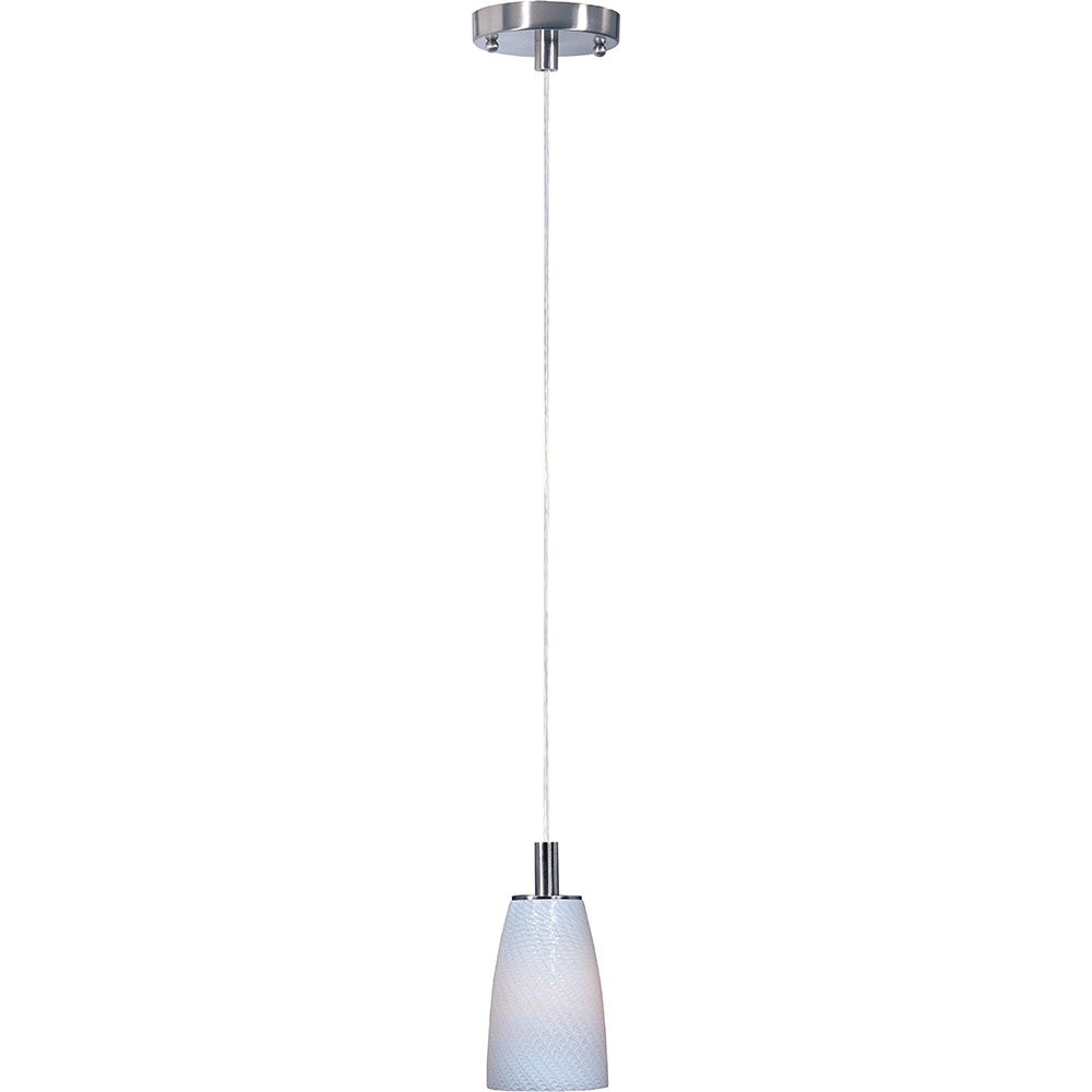 Single Pendant in Satin Nickel with White Ripple Glass