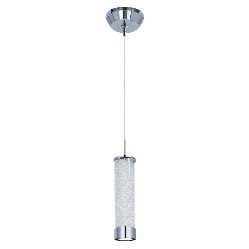 LED RapidJack Mini Pendant in Polished Chrome with Clear Iridescent Glass