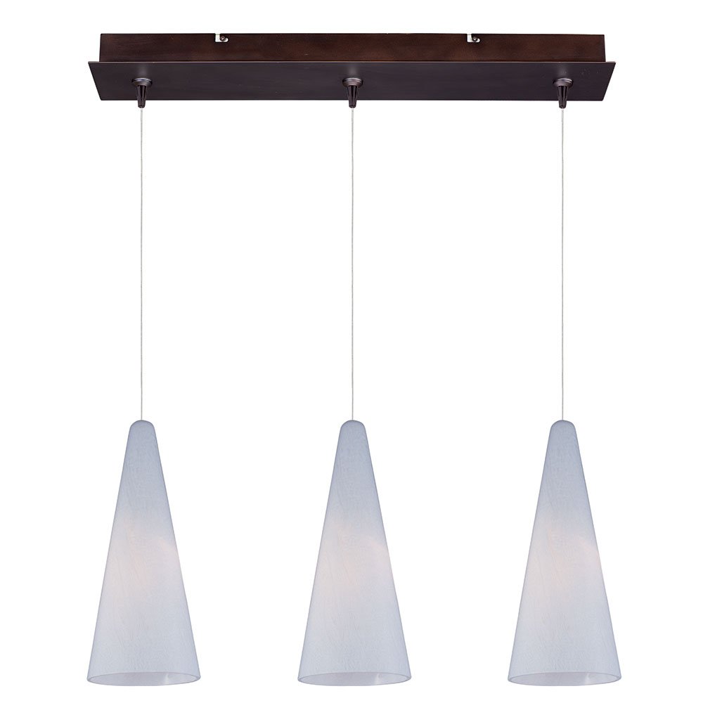 3 Light RapidJack Linear Pendant in Bronze with White Glass