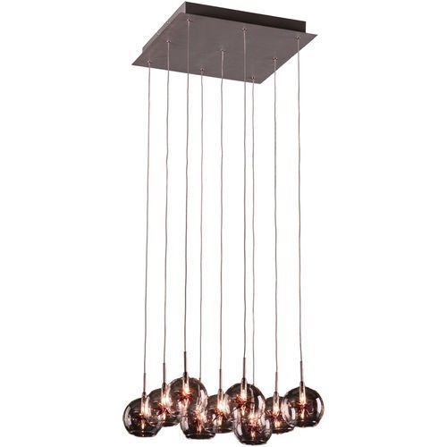 16" 9-Light Chandelier in Satin Nickel with Clear/Amber Glass