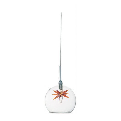 4" 1-Light Pendant in Satin Nickel with Clear/Amber Glass