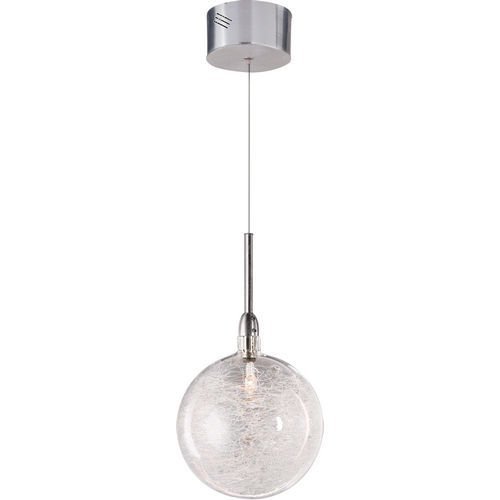 1-Light Pendant in Satin Nickel with Treaded Glass