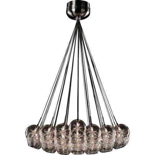 33" 37-Light Chandelier in Satin Nickel with Clear Glass