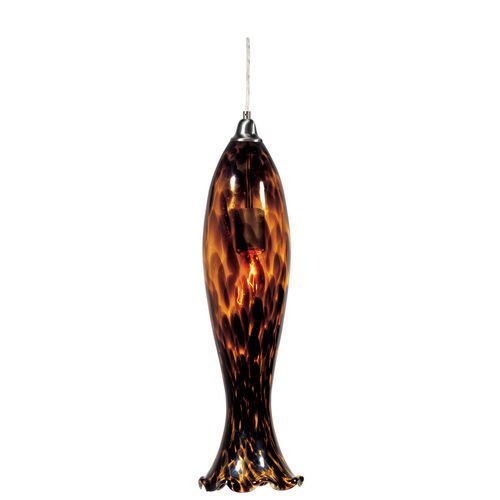 5 1/2" 1-Light Pendant in Satin Nickel with Amber Glass